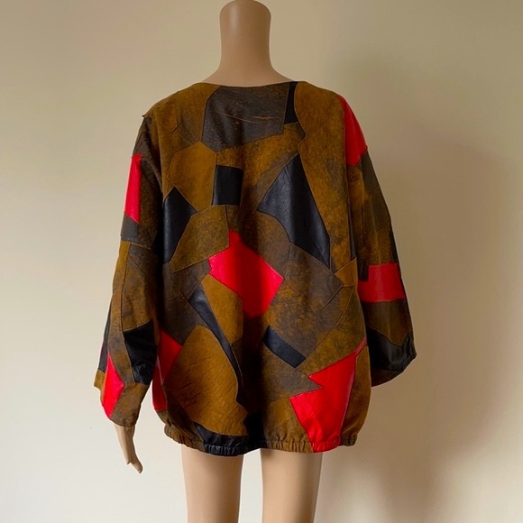VINTAGE | Leather patchwork top - Picture 2 of 12
